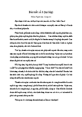 Bài viết số 3 môn Ngữ văn Lớp 11
